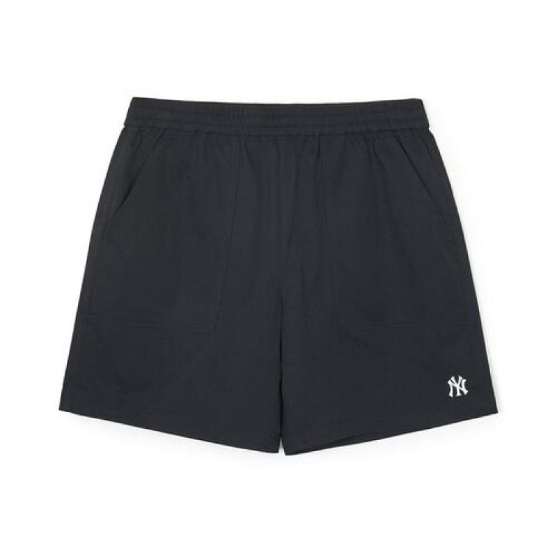 MLB Basic Cotton Touch 7.5in Woven Shorts Bottoms Black | Australia_MLB82100