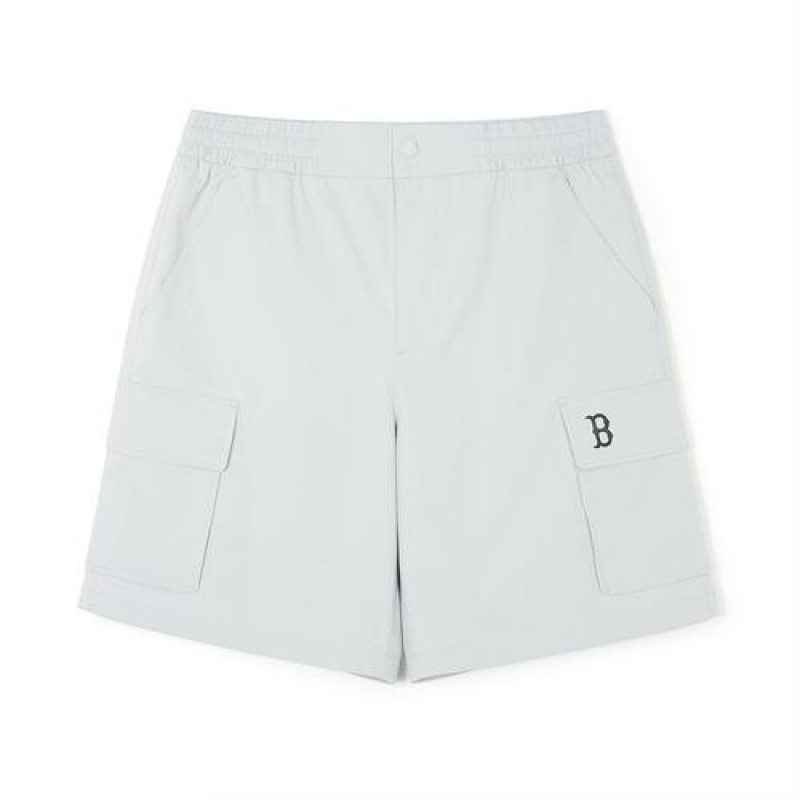 MLB Basic Cotton Touch Wide Cargo 9in Shorts Bottoms White | Australia_MLB41148