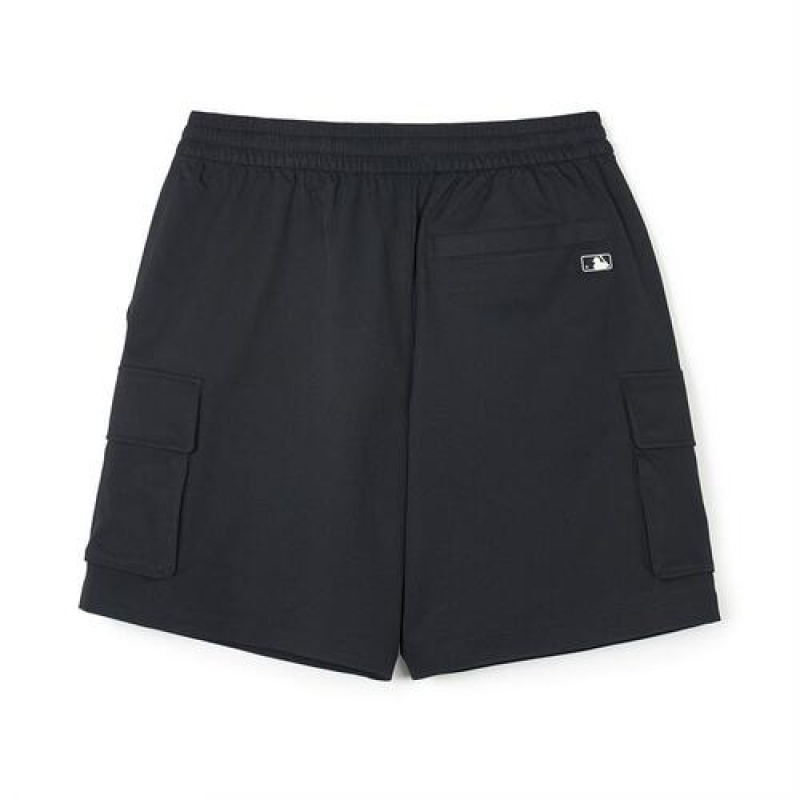 MLB Basic Cotton Touch Wide Cargo 9in Shorts Bottoms Black | Australia_MLB12117