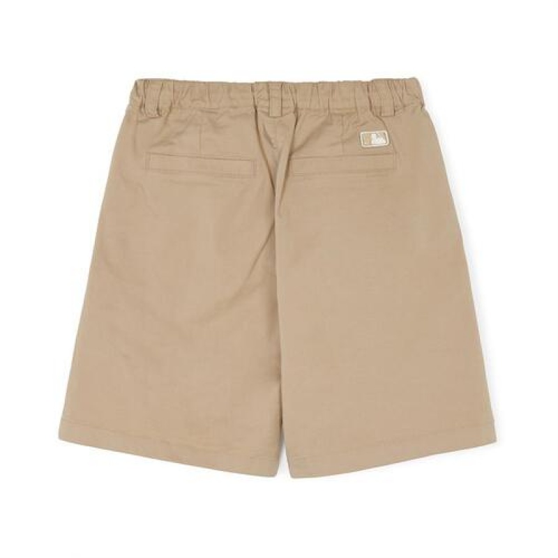 MLB Basic Cotton Woven Shorts Bottoms Beige | Australia_MLB54486