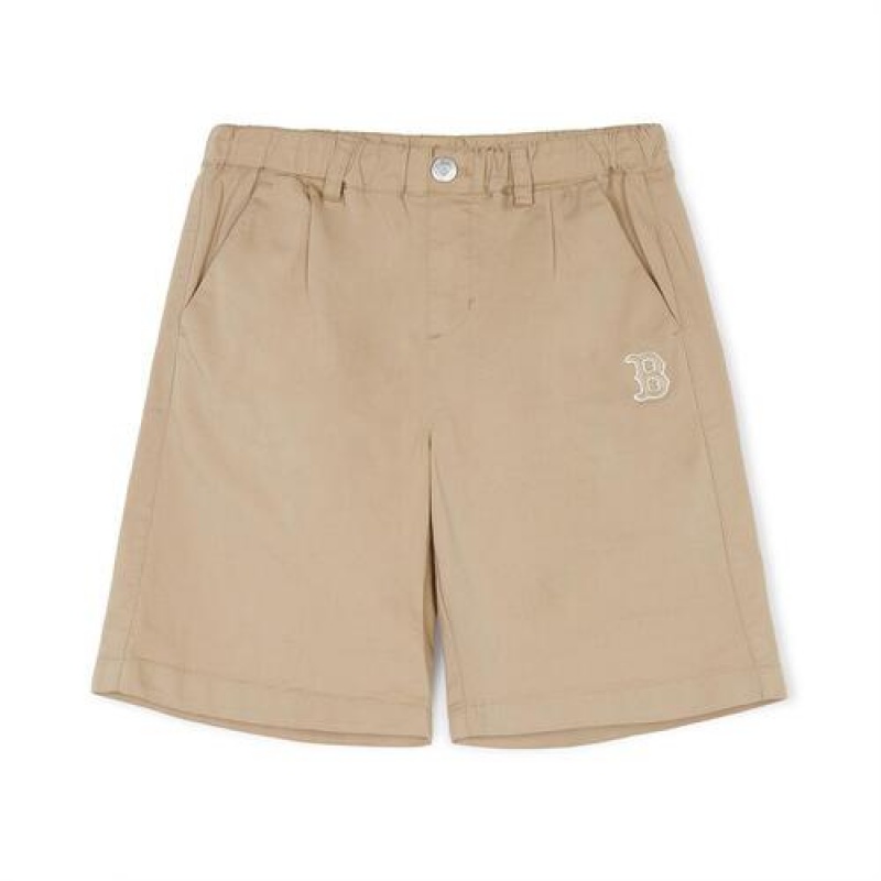 MLB Basic Cotton Woven Shorts Bottoms Beige | Australia_MLB54486