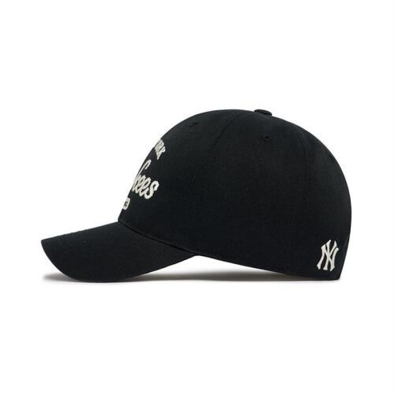 MLB Basic Cursive Logo Unstructured Baseball Caps Black | Australia_MLB72003