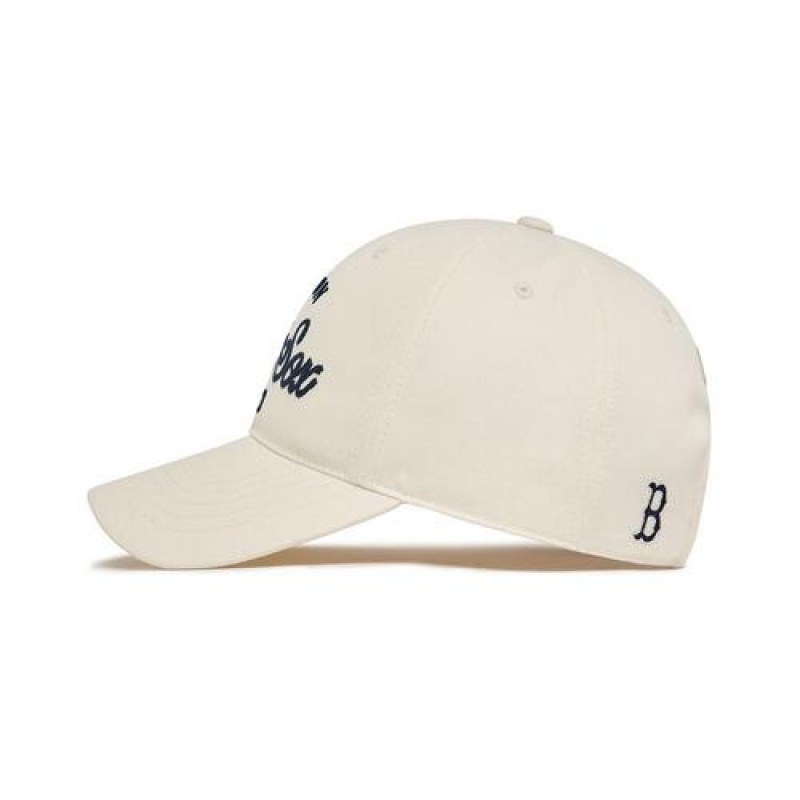 MLB Basic Cursive Logo Unstructured Baseball Caps White | Australia_MLB42274