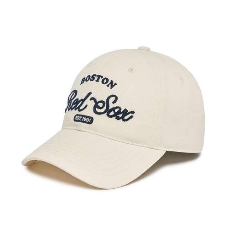 MLB Basic Cursive Logo Unstructured Baseball Caps White | Australia_MLB42274