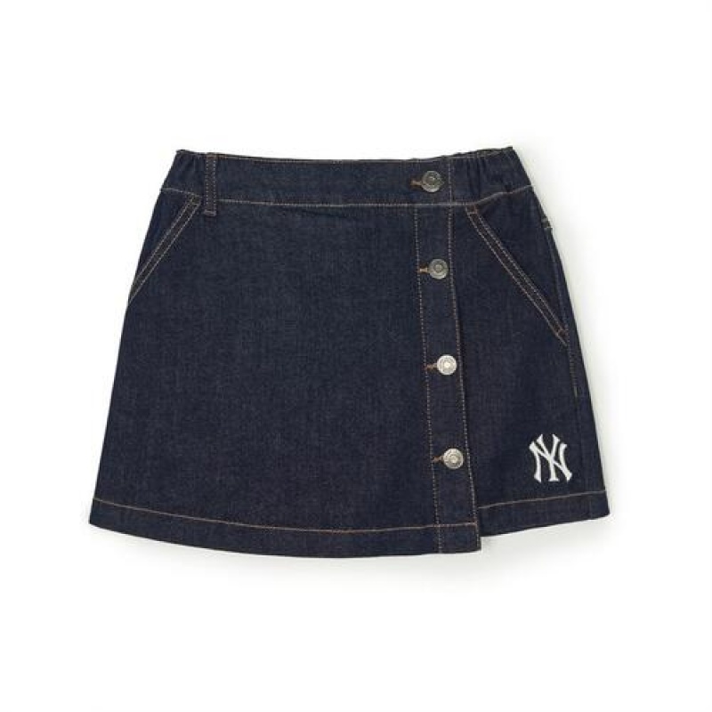 MLB Basic Denim Skirt Bottoms Black | Australia_MLB64361