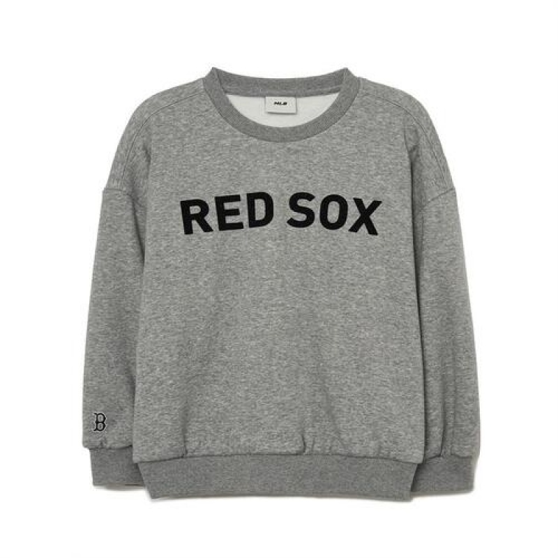 MLB Basic Heavy Napping Sweatshirt Tops Grey | Australia_MLB12877