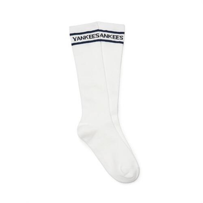 MLB Basic Knee Socks Accessories White | Australia_MLB79052