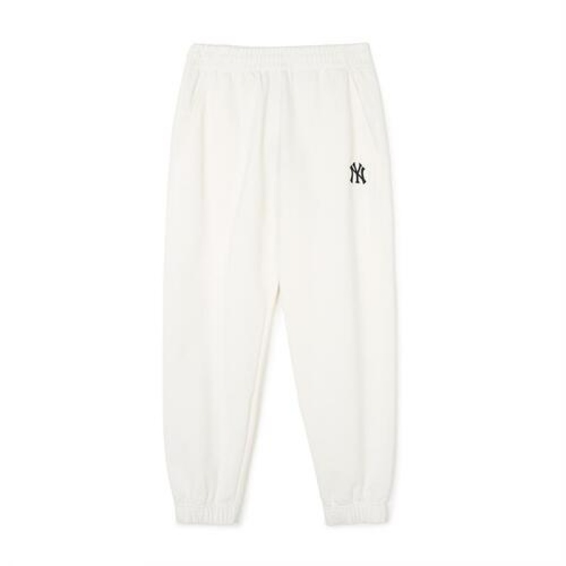 MLB Basic Medium Logo Track Pants Bottoms White | Australia_MLB78433