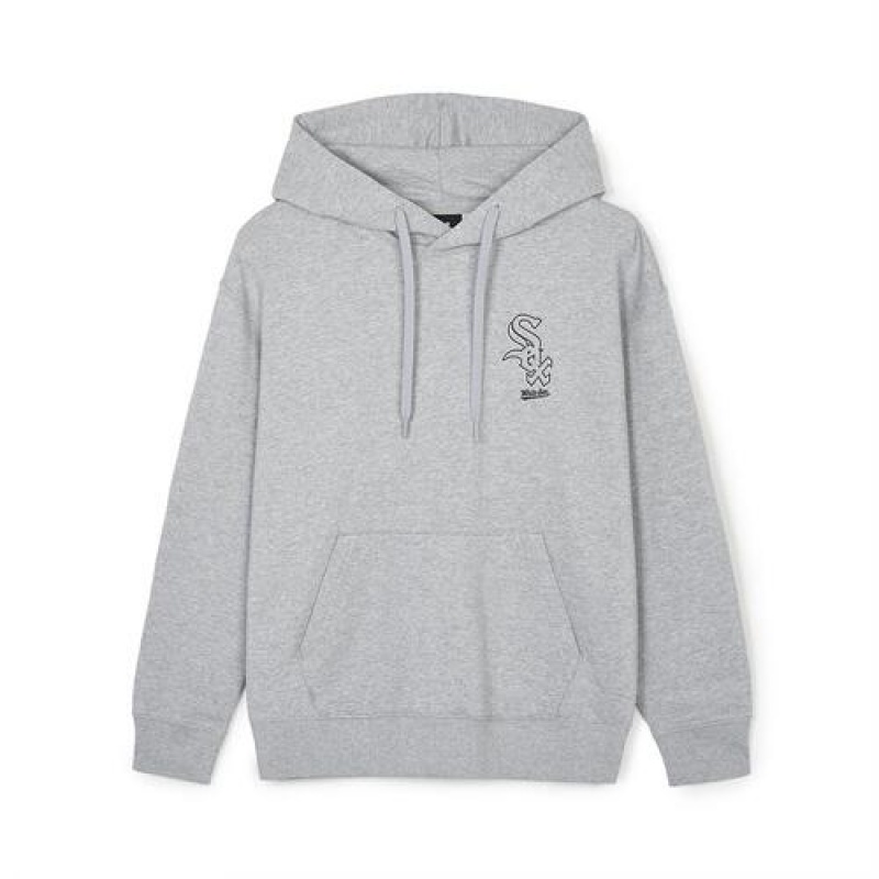 MLB Basic Mega Logo Overfit Hoodie Grey | Australia_MLB10062