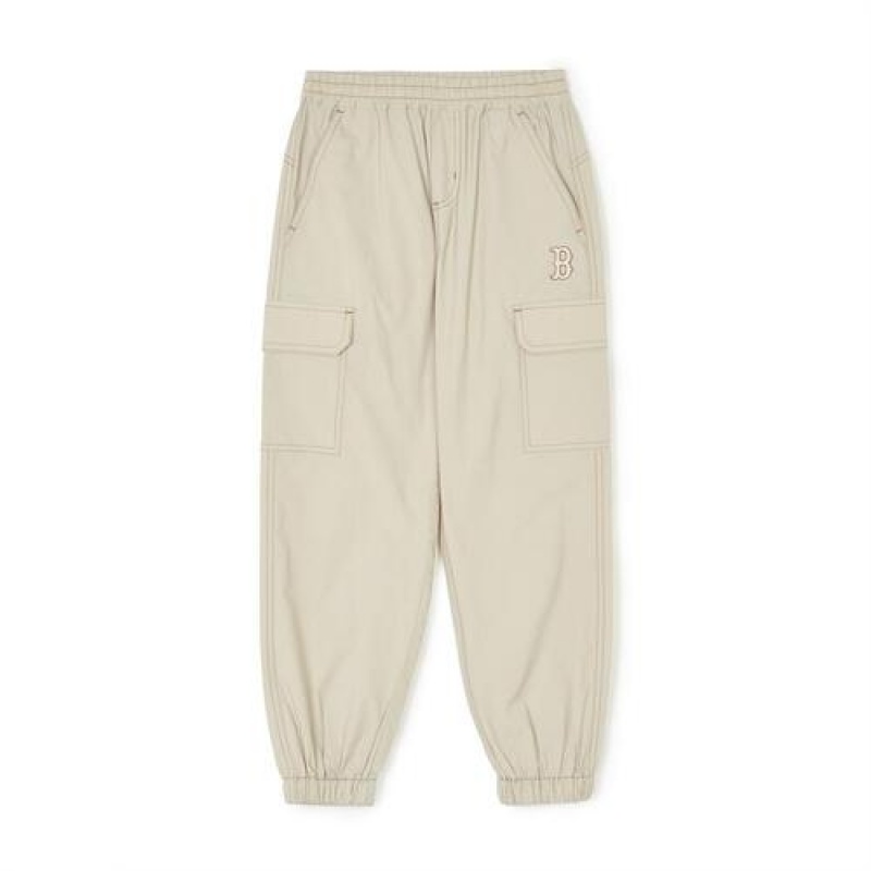 MLB Basic Nylon Jogger Pants Bottoms Beige | Australia_MLB49823