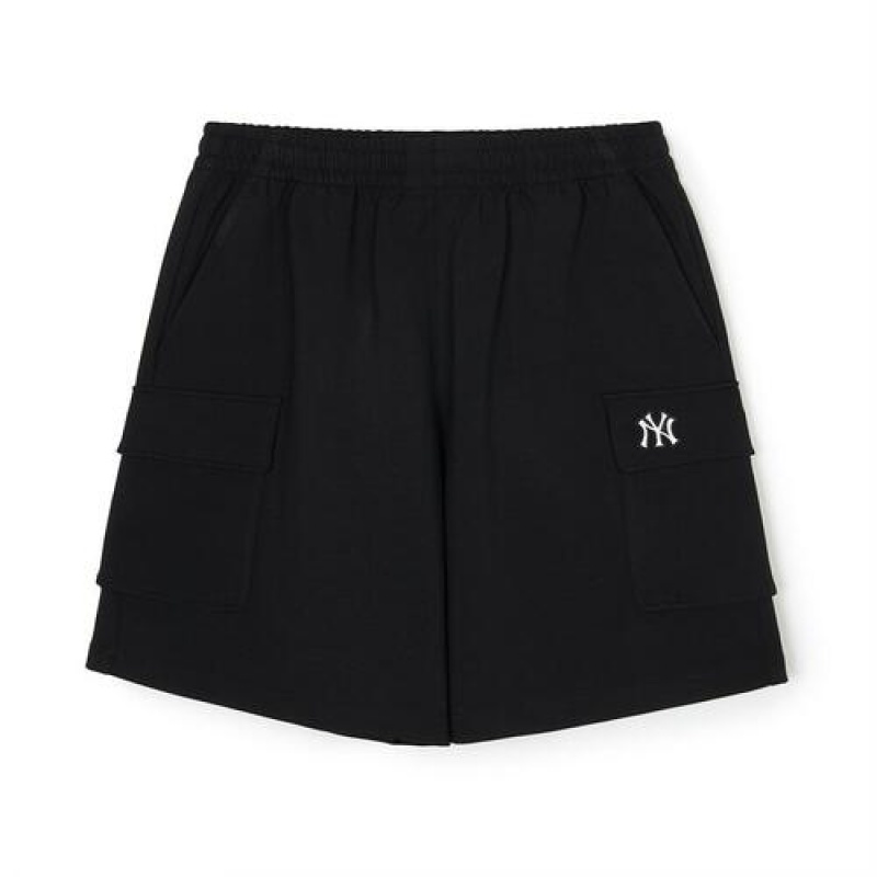 MLB Basic Small Cargo 9in Shorts Bottoms Black | Australia_MLB83758