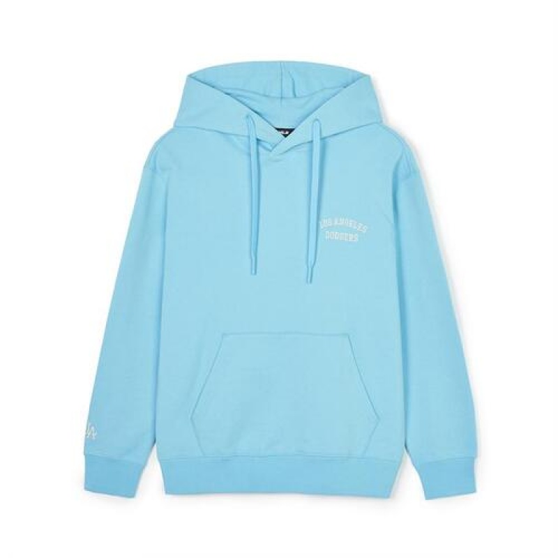 MLB Basic Small Lettering Overfit Hoodie Blue | Australia_MLB66347