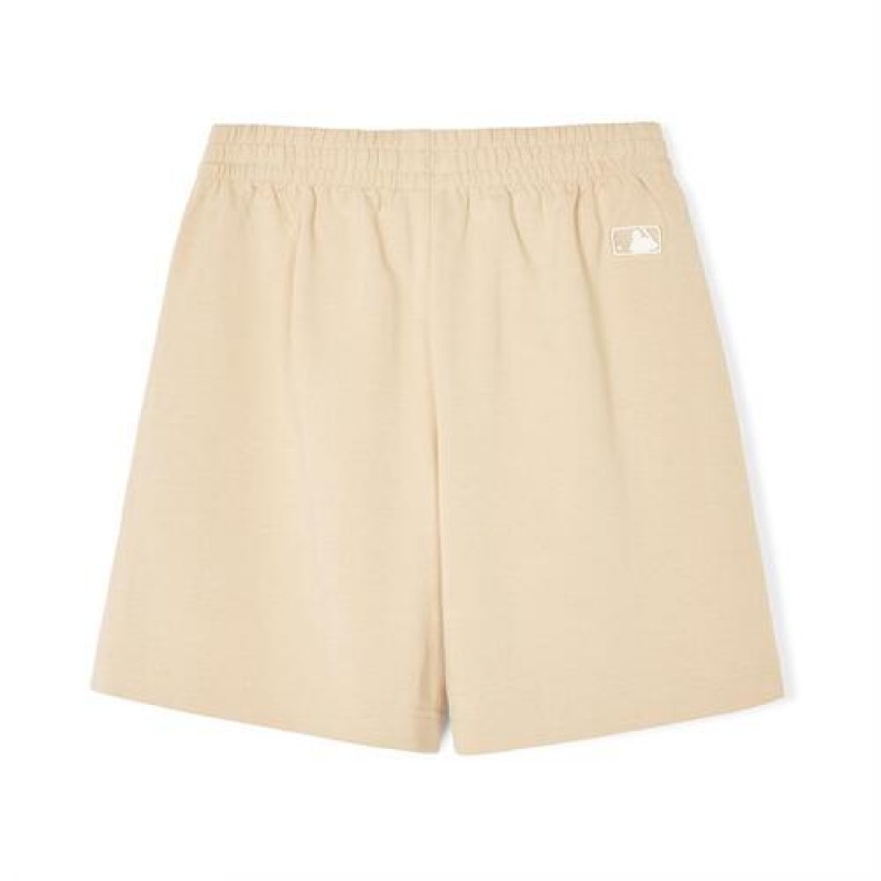 MLB Basic Small Logo 7in Shorts Bottoms Beige | Australia_MLB92620