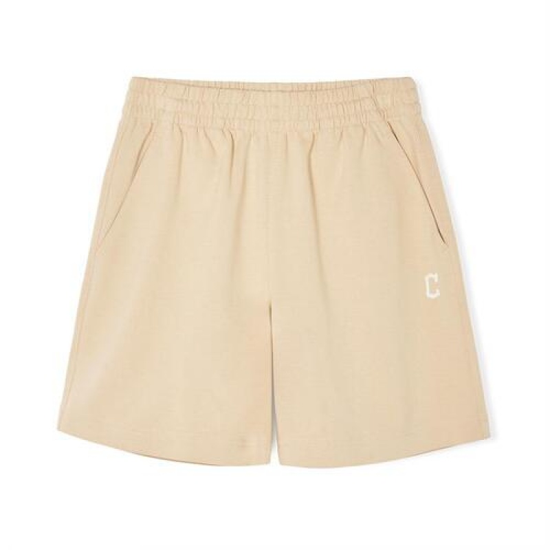 MLB Basic Small Logo 7in Shorts Bottoms Beige | Australia_MLB92620