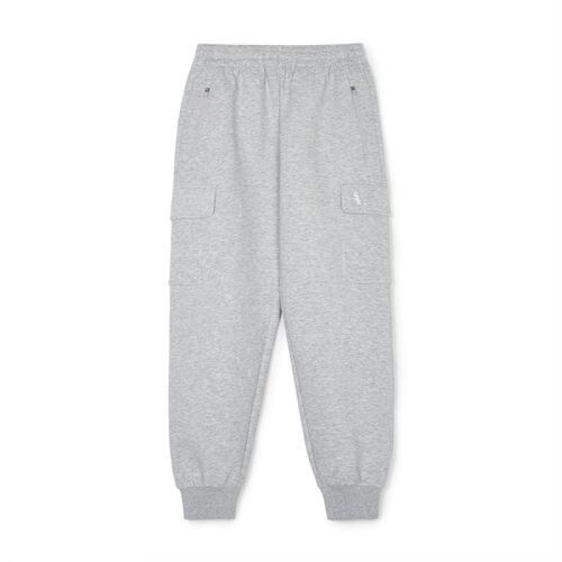 MLB Basic Small Logo Cargo Track Pants Bottoms Grey | Australia_MLB81912