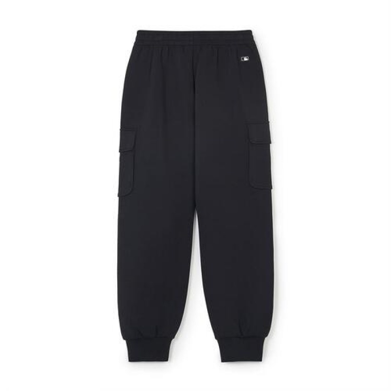 MLB Basic Small Logo Cargo Track Pants Bottoms Black | Australia_MLB90511