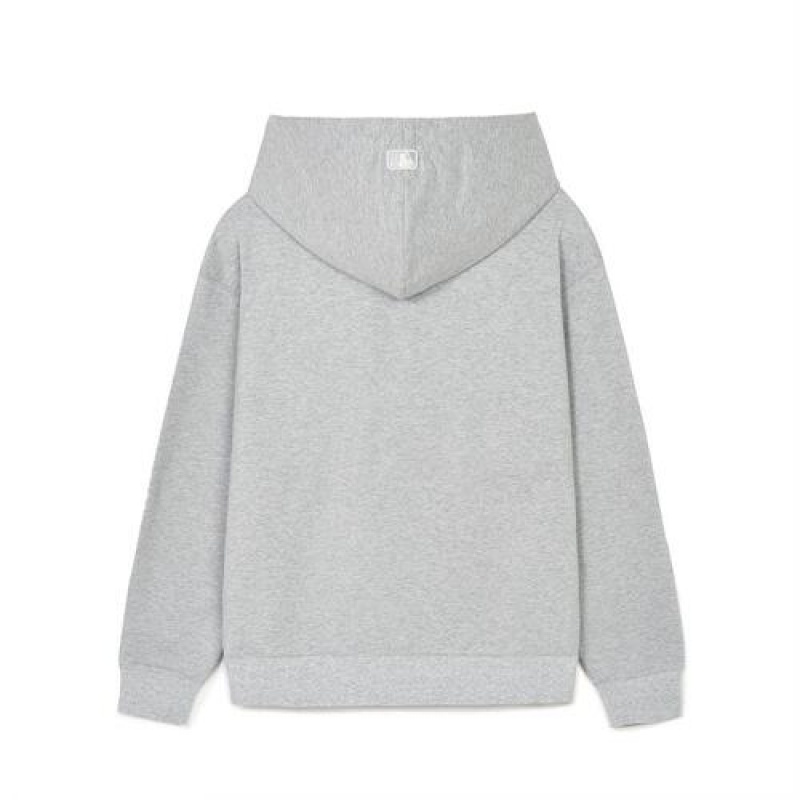 MLB Basic Small Logo Overfit Hoodie Grey | Australia_MLB39721