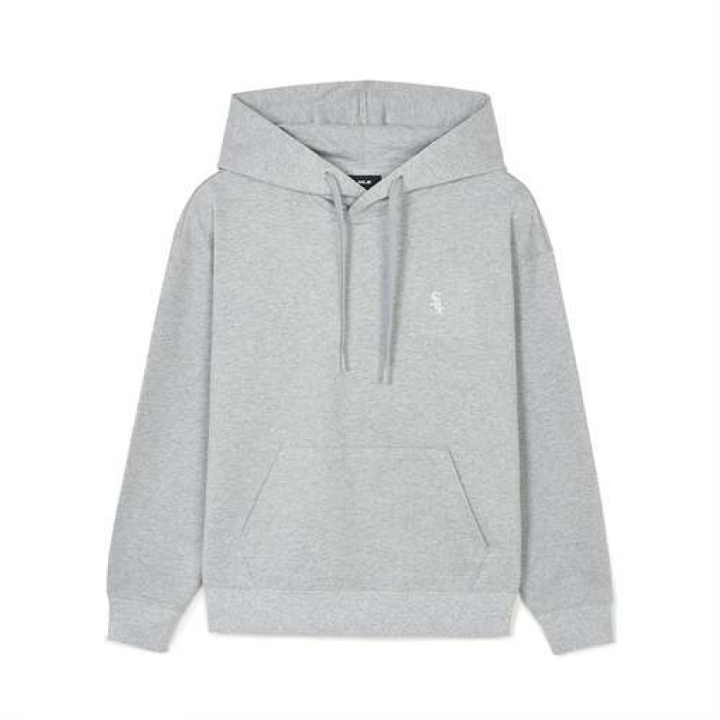 MLB Basic Small Logo Overfit Hoodie Grey | Australia_MLB39721