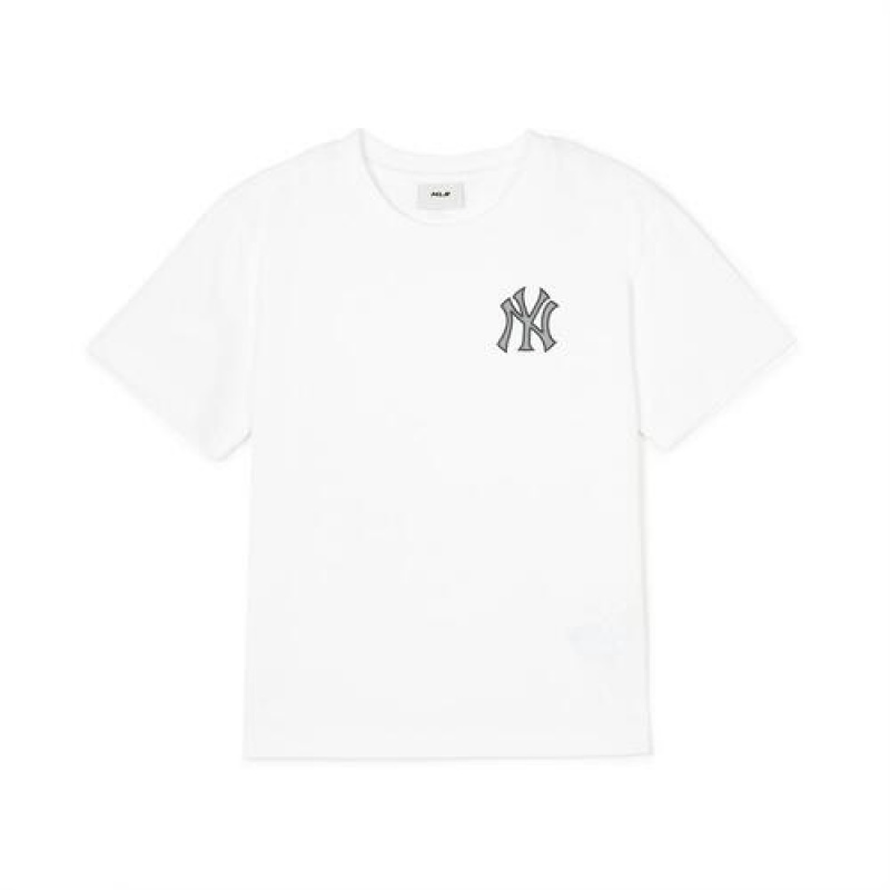 MLB Basic Small Logo T Shirt Tops White | Australia_MLB94025