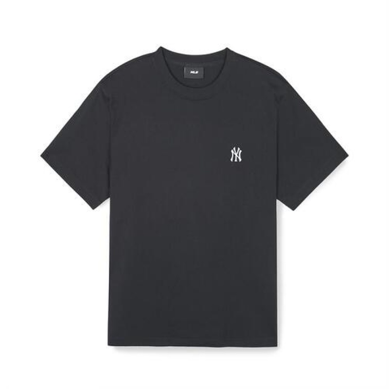 MLB Basic Small Logo T Shirts Black | Australia_MLB58637