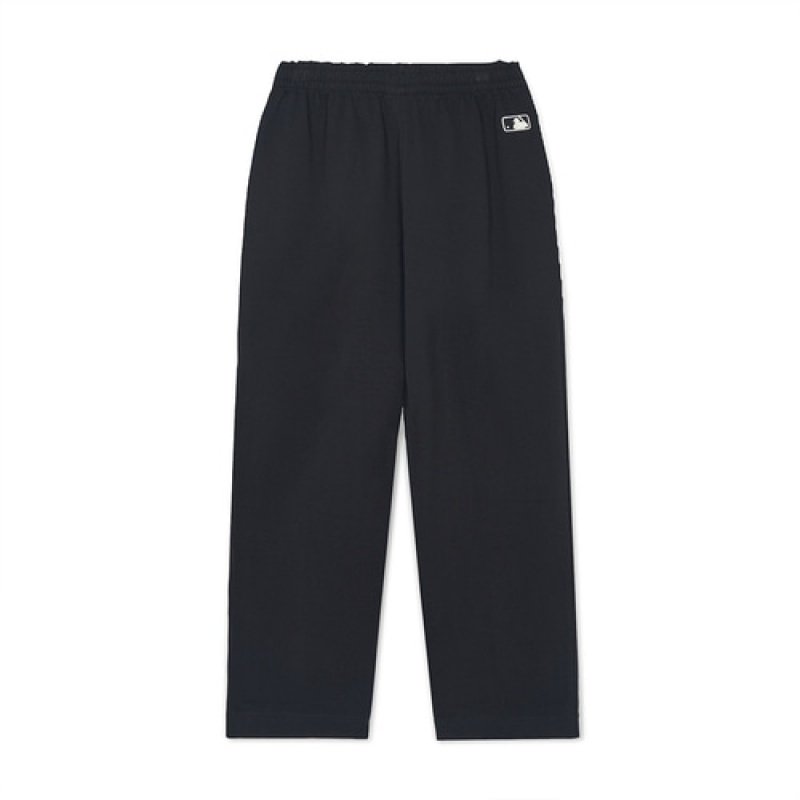 MLB Basic Small Logo Wide Pants Bottoms Black | Australia_MLB96976