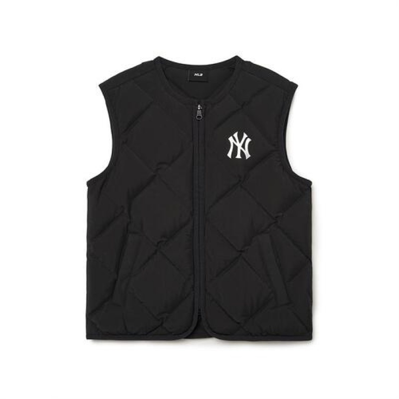 MLB Basic Tube Down Vest Outerwear Black | Australia_MLB58449