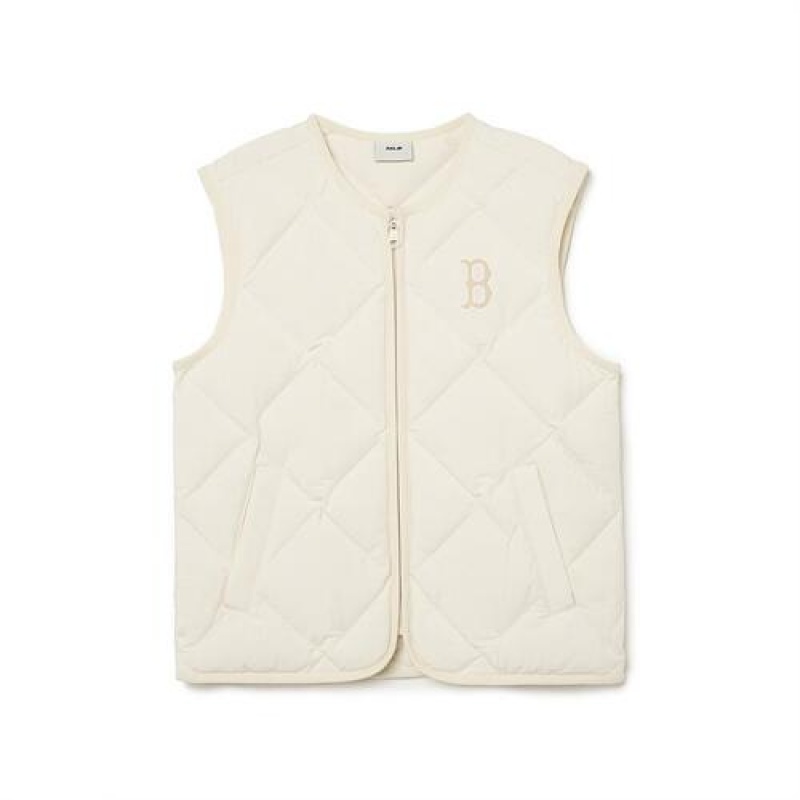 MLB Basic Tube Down Vest Outerwear White | Australia_MLB16163