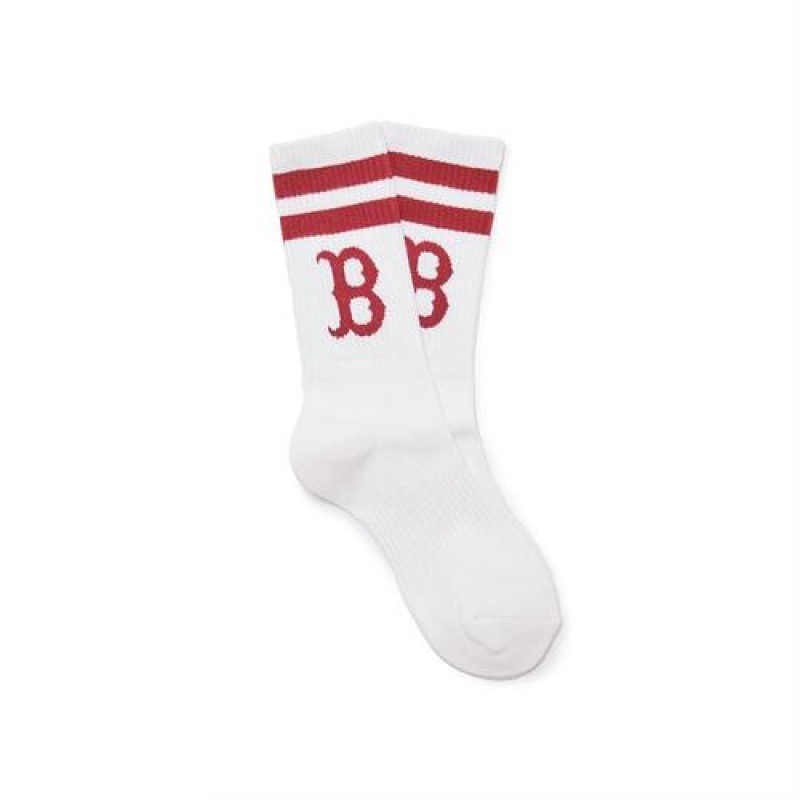 MLB Big Logo Stripe Socks White | Australia_MLB70188