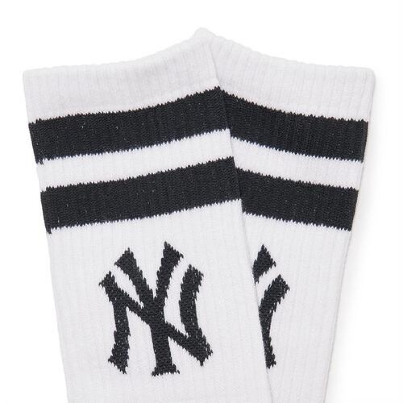 MLB Big Logo Stripe Socks White | Australia_MLB83508