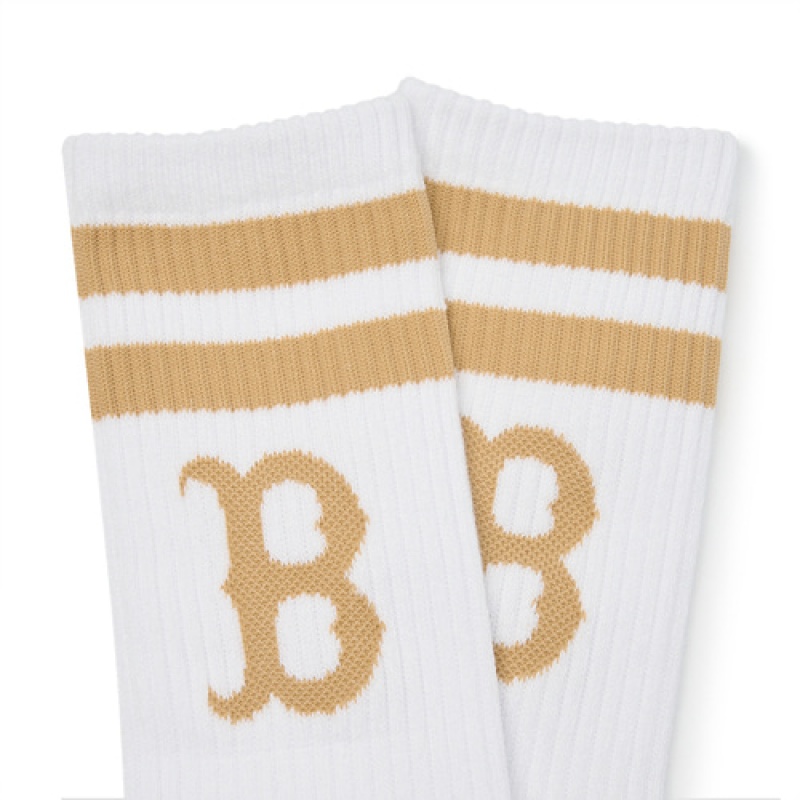 MLB Big Logo Stripe Socks White | Australia_MLB94524