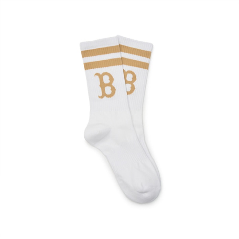 MLB Big Logo Stripe Socks White | Australia_MLB94524