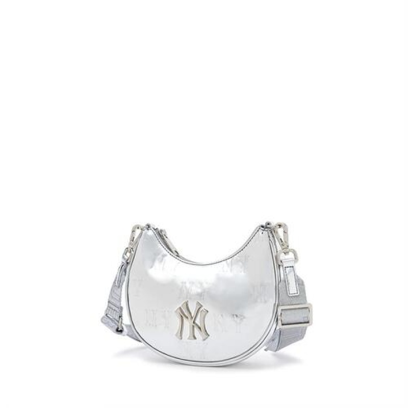 MLB Bling Bling Monogram Mini Crossbody Bags Silver | Australia_MLB38242