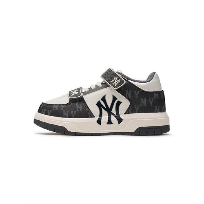 MLB Chunky Liner Mid Denim Monogram Shoes Black | Australia_MLB76693