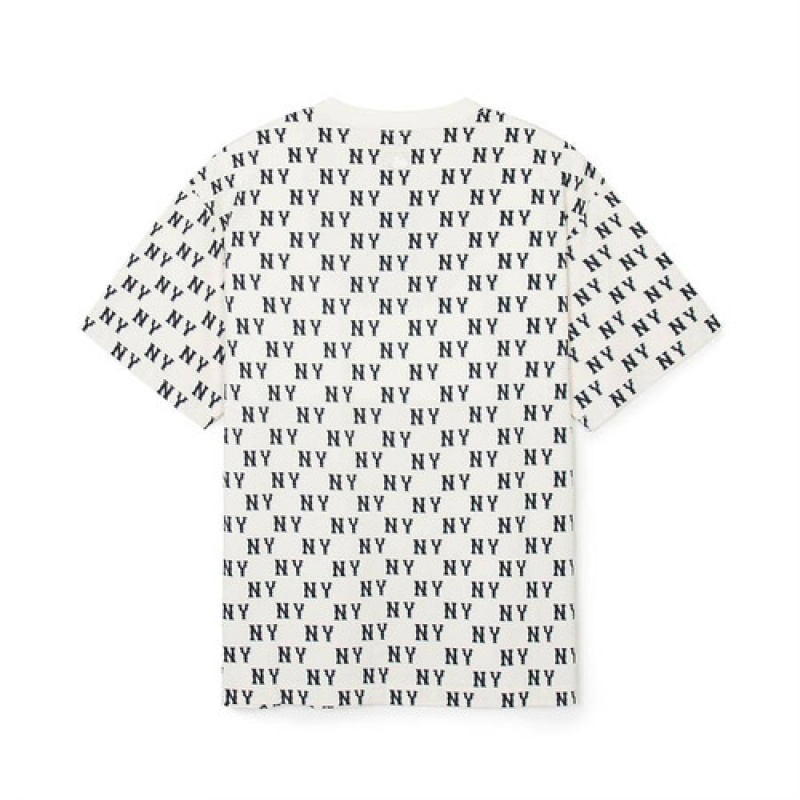 MLB Classic Monogram Allover Overfit T Shirts White | Australia_MLB49336