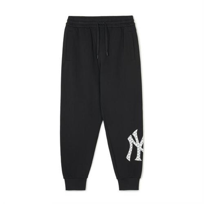 MLB Classic Monogram Big Lux Jogger Pants Bottoms Black | Australia_MLB90431