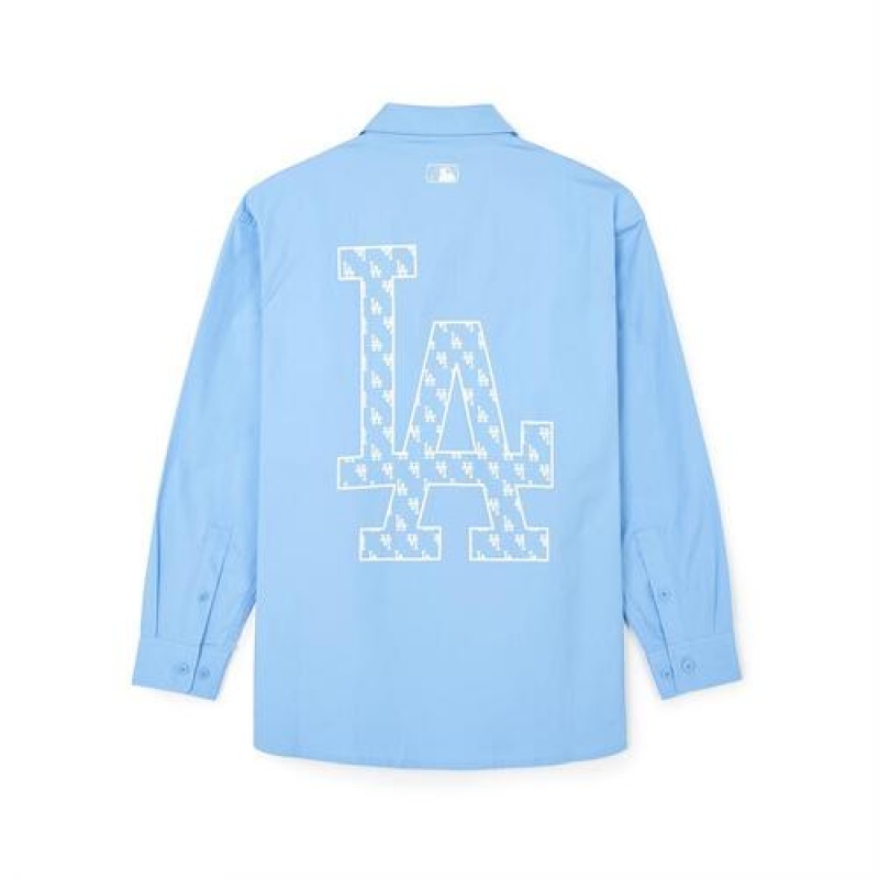 MLB Classic Monogram Big Lux Long Sleeve Shirts Blue | Australia_MLB14606