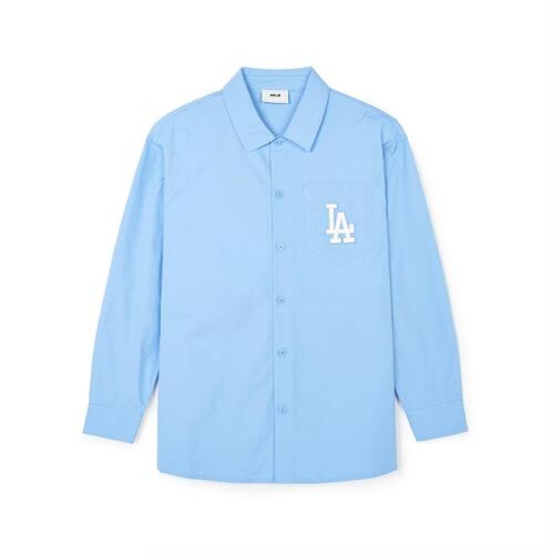 MLB Classic Monogram Big Lux Long Sleeve Shirts Blue | Australia_MLB14606