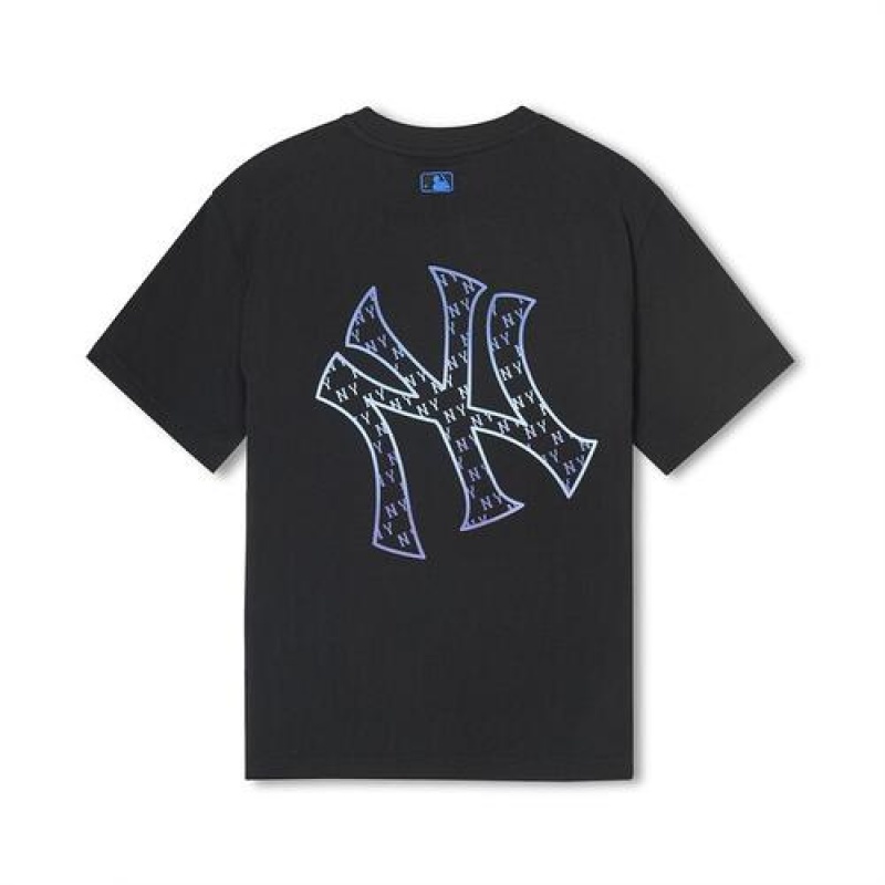 MLB Classic Monogram Gradation Big Logo T Shirt Tops Black | Australia_MLB55842