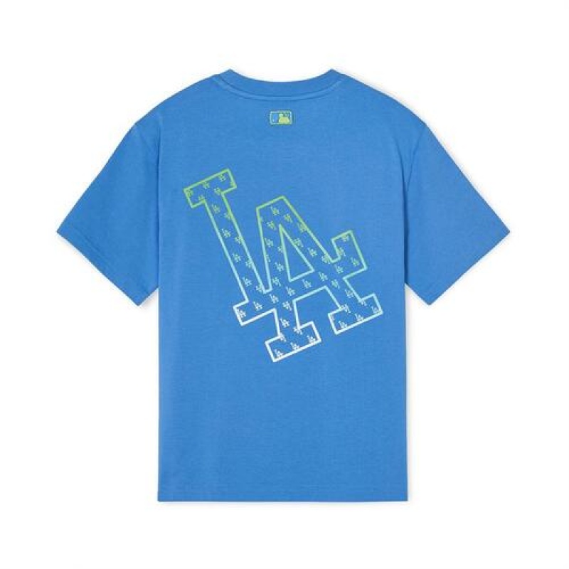 MLB Classic Monogram Gradation Big Logo T Shirt Tops Blue | Australia_MLB59097