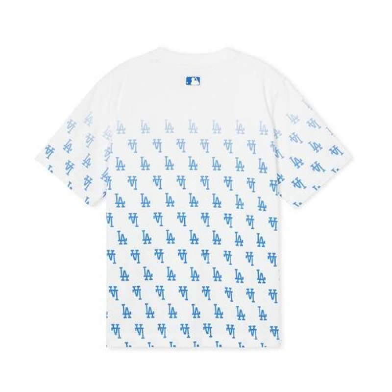 MLB Classic Monogram Gradation T Shirt Tops Blue | Australia_MLB36815