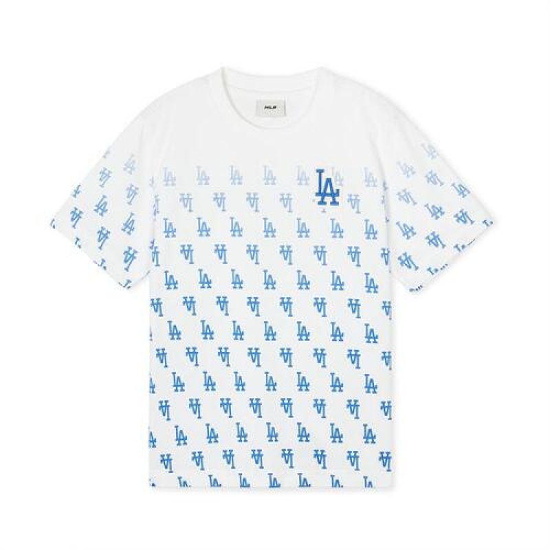 MLB Classic Monogram Gradation T Shirt Tops Blue | Australia_MLB36815