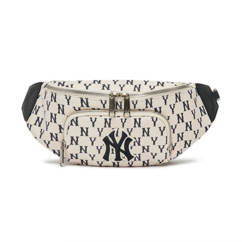 MLB Classic Monogram Hipsack Crossbody Bags White | Australia_MLB48676