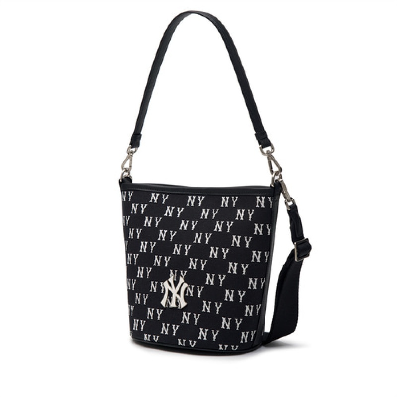 MLB Classic Monogram Jacquard Crossbody Bags Black | Australia_MLB95065