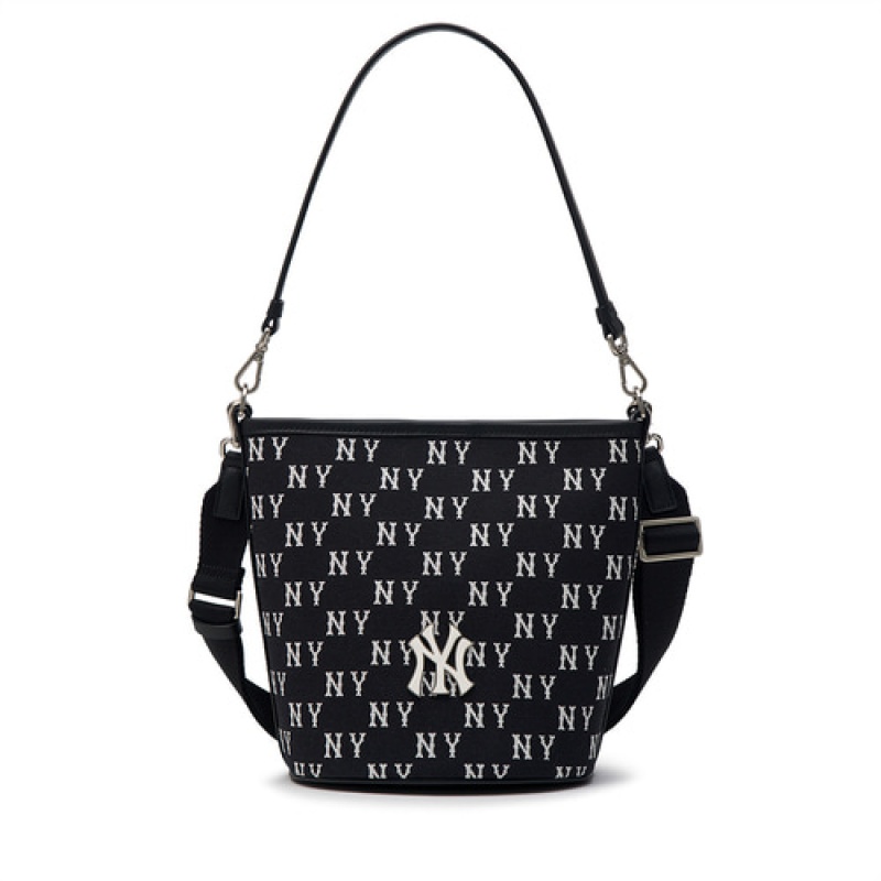 MLB Classic Monogram Jacquard Crossbody Bags Black | Australia_MLB95065