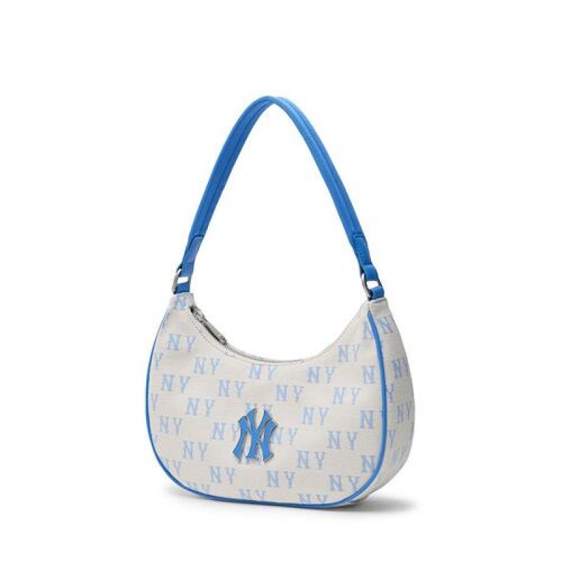 MLB Classic Monogram Jacquard Hobo Bags White | Australia_MLB99602