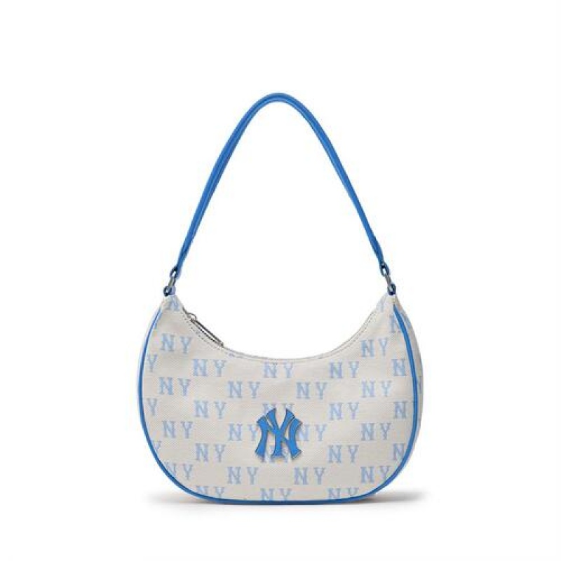 MLB Classic Monogram Jacquard Hobo Bags White | Australia_MLB99602