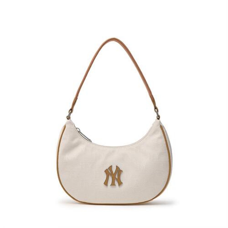 MLB Classic Monogram Jacquard Hobo Bags White | Australia_MLB63784