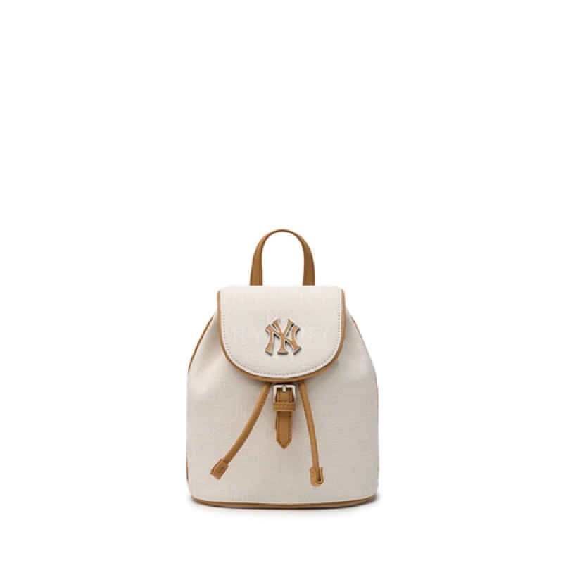 MLB Classic Monogram Jacquard Mini Backpacks White | Australia_MLB42093