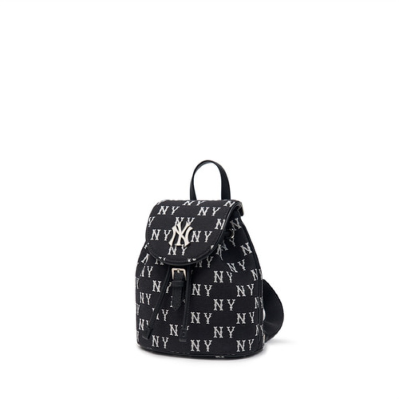 MLB Classic Monogram Jacquard Mini Backpacks Black | Australia_MLB13371