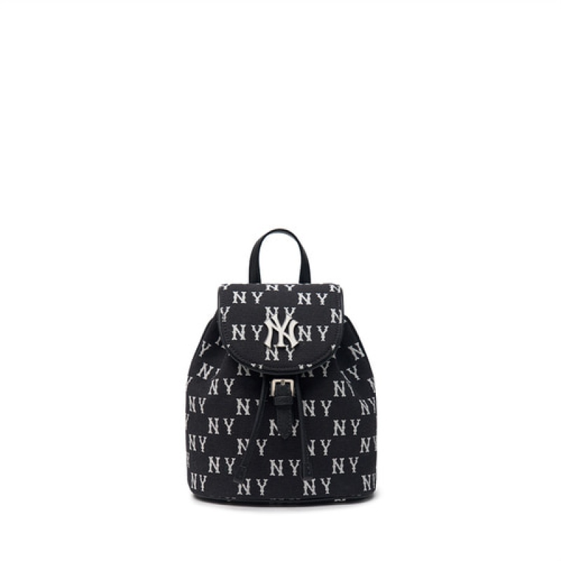 MLB Classic Monogram Jacquard Mini Backpacks Black | Australia_MLB13371